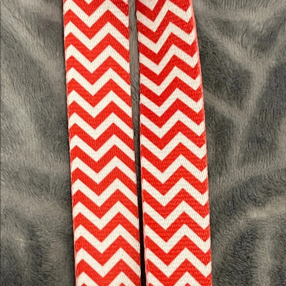 Top Paw Dog Collar size L & Matching 4’ Leash in Red & White Chevron Pattern NWT